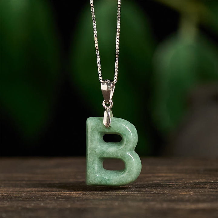 Buddha Stones "May You Find Your Own Meaning" Natural A-Z Letter Jade Titanium Steel Chain Necklace Includes Gift Message Card - image 128
