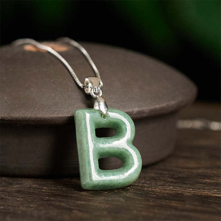 Buddha Stones "May You Find Your Own Meaning" Natural A-Z Letter Jade 925 Sterling Silver Chain Necklace Includes Gift Message Card - image 23