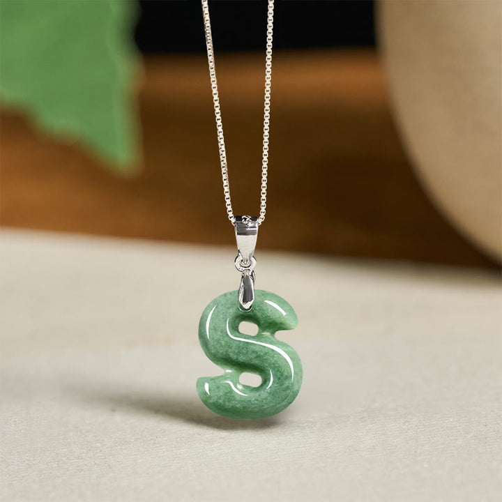 Buddha Stones "May You Find Your Own Meaning" Natural A-Z Letter Jade Titanium Steel Chain Necklace Includes Gift Message Card - image 184
