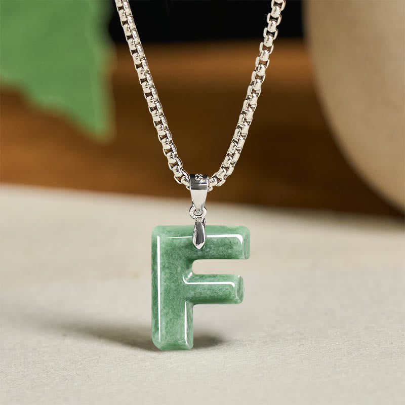 Buddha Stones "May You Find Your Own Meaning" Natural A-Z Letter Jade Titanium Steel Chain Necklace Includes Gift Message Card - image 32