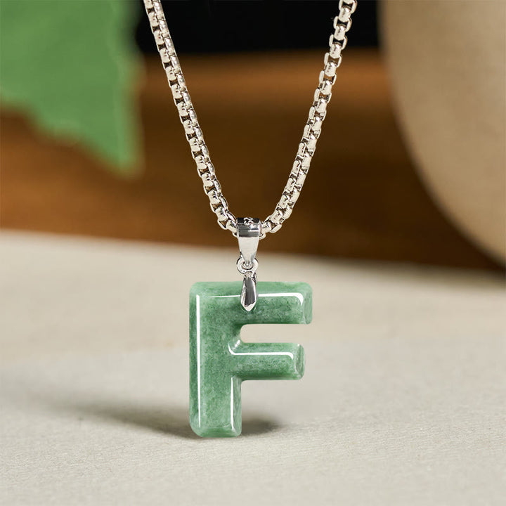 Buddha Stones "May You Find Your Own Meaning" Natural A-Z Letter Jade Titanium Steel Chain Necklace Includes Gift Message Card - image 32