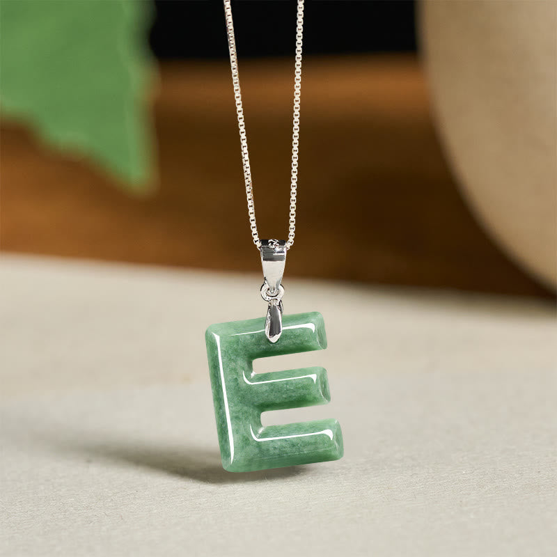 Buddha Stones "May You Find Your Own Meaning" Natural A-Z Letter Jade Titanium Steel Chain Necklace Includes Gift Message Card - image 142