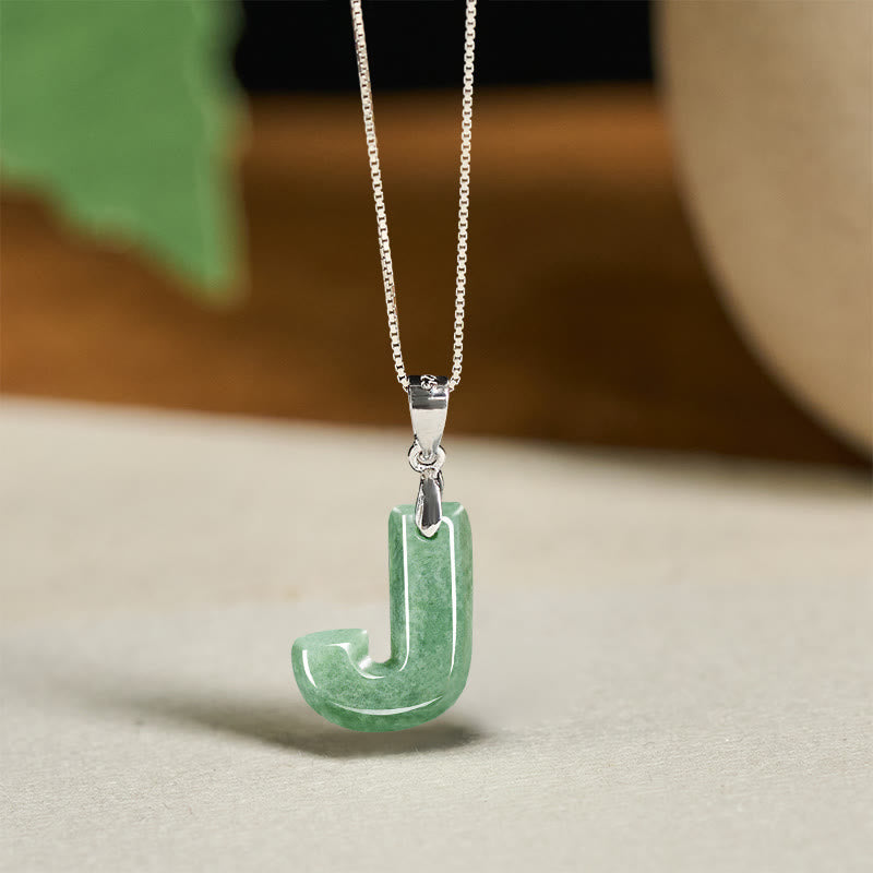 Buddha Stones "May You Find Your Own Meaning" Natural A-Z Letter Jade Titanium Steel Chain Necklace Includes Gift Message Card - image 157