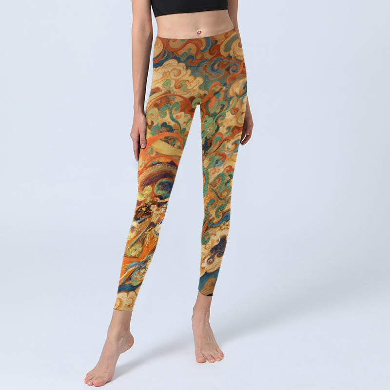 Buddha Stones Gorgeous Fairy Cloud Pattern Print Gym Leggings Women's Yoga Pants - image 5