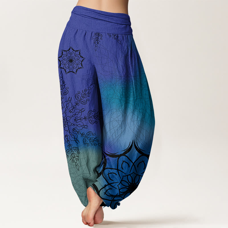Buddha Stones Cotton Brightly Colored Mandala Pattern Women's Elastic Waist Harem Pants - image 9