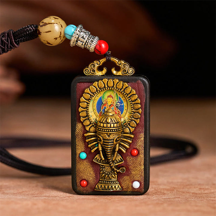 Buddha Stones Tibetan Ganesh Ganpati Elephant Ebony Wood Rope Peace Necklace Pendant - image 12