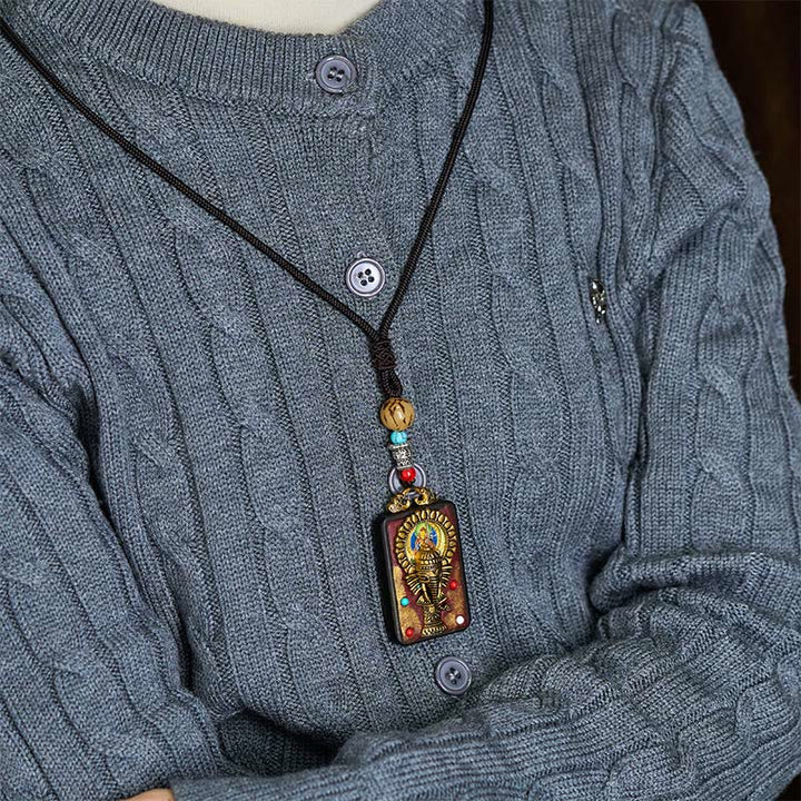 Buddha Stones Tibetan Ganesh Ganpati Elephant Ebony Wood Rope Peace Necklace Pendant - image 16