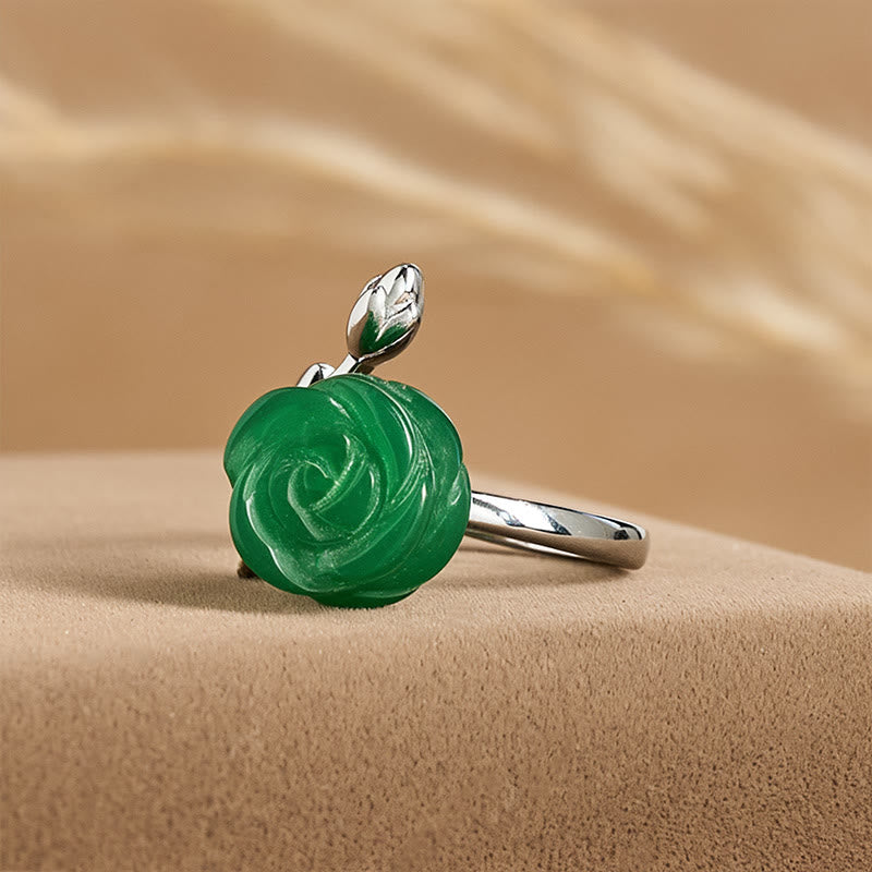 Buddha Stones Rose Green Jasper Copper Plated Silver Adjustable Balance Ring - image 2