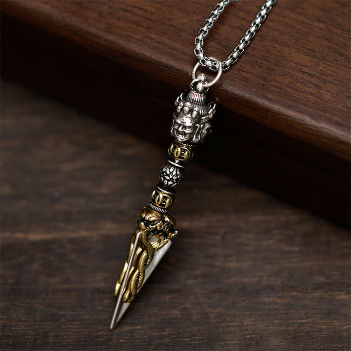 Buddha Stones Tibetan Vajra Vajrakila Copper Healing Spiritual Power Necklace Pendant - image 1