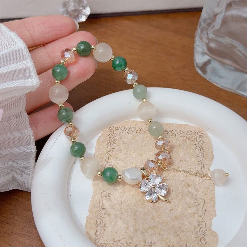 Buddha Stones Four Leaf Clover Amethyst Citrine Green Strawberry Quartz Rutilated Quartz Balance Bracelet - Green Strawberry Quartz(Wrist Circumference: 15-17cm) - image 13