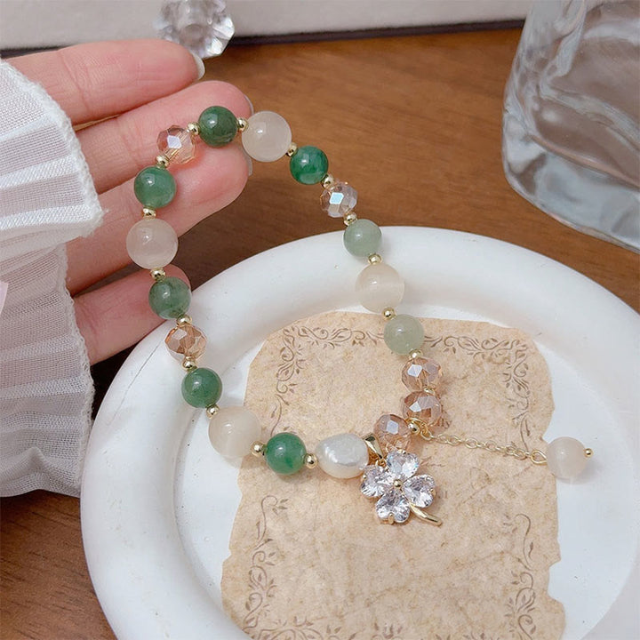 Buddha Stones Four Leaf Clover Amethyst Citrine Green Strawberry Quartz Rutilated Quartz Balance Bracelet - Green Strawberry Quartz(Wrist Circumference: 15-17cm) - image 13