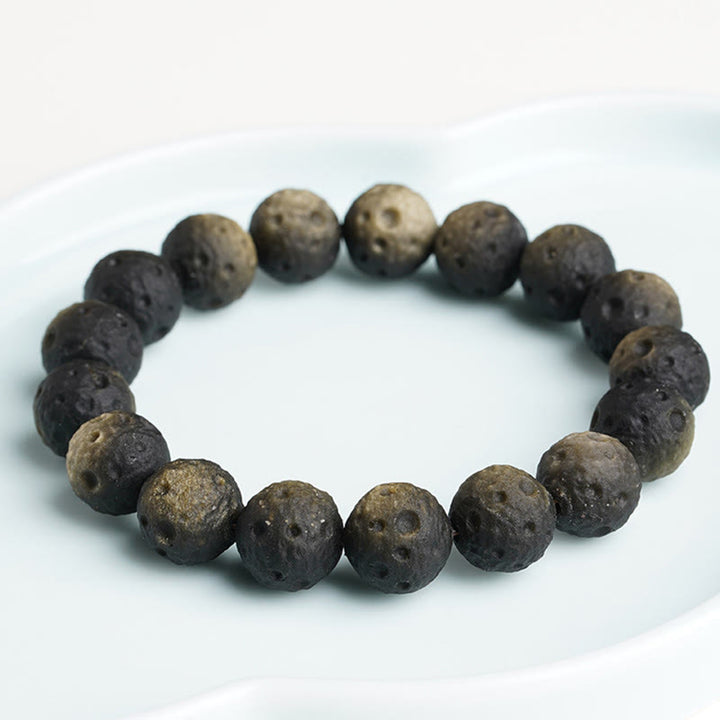 Buddha Stones Natural Silver Sheen Obsidian Gold Sheen Obsidian Round Beads Protection Bracelet - image 10