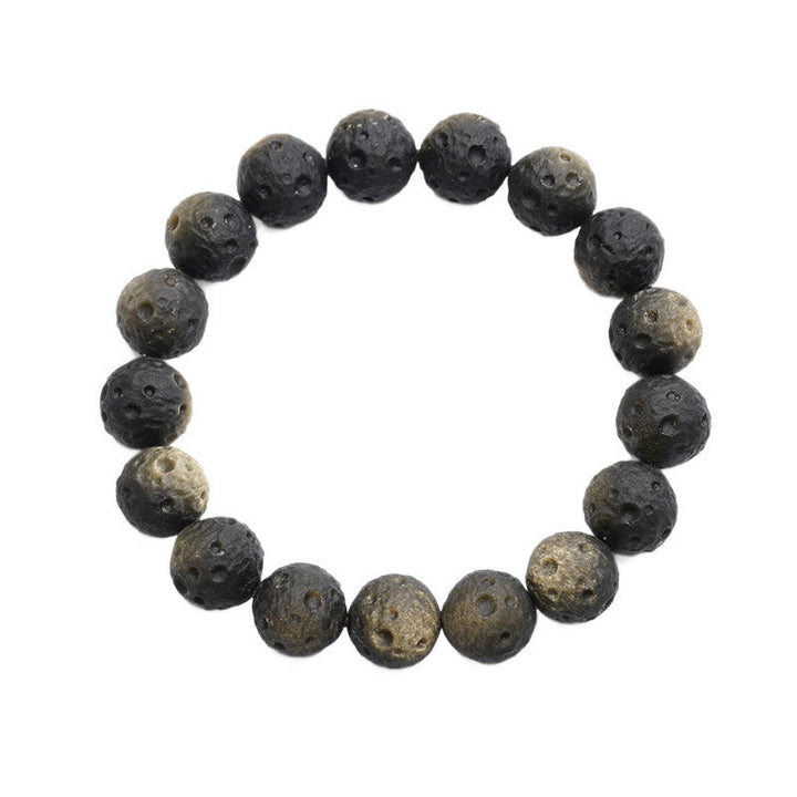 Buddha Stones Natural Silver Sheen Obsidian Gold Sheen Obsidian Round Beads Protection Bracelet - image 11