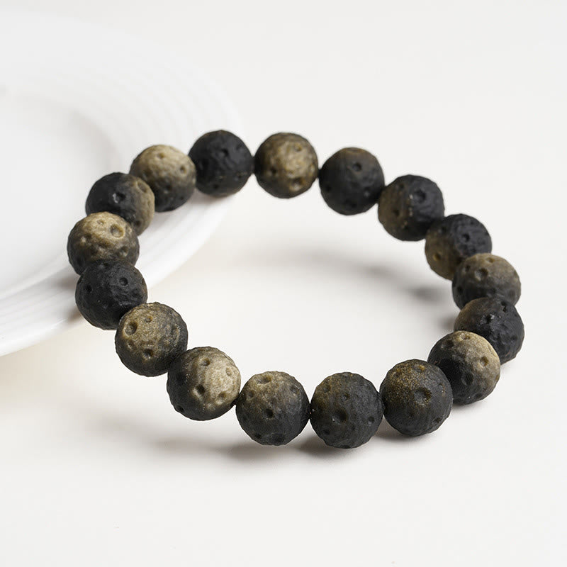 Buddha Stones Natural Silver Sheen Obsidian Gold Sheen Obsidian Round Beads Protection Bracelet - image 7
