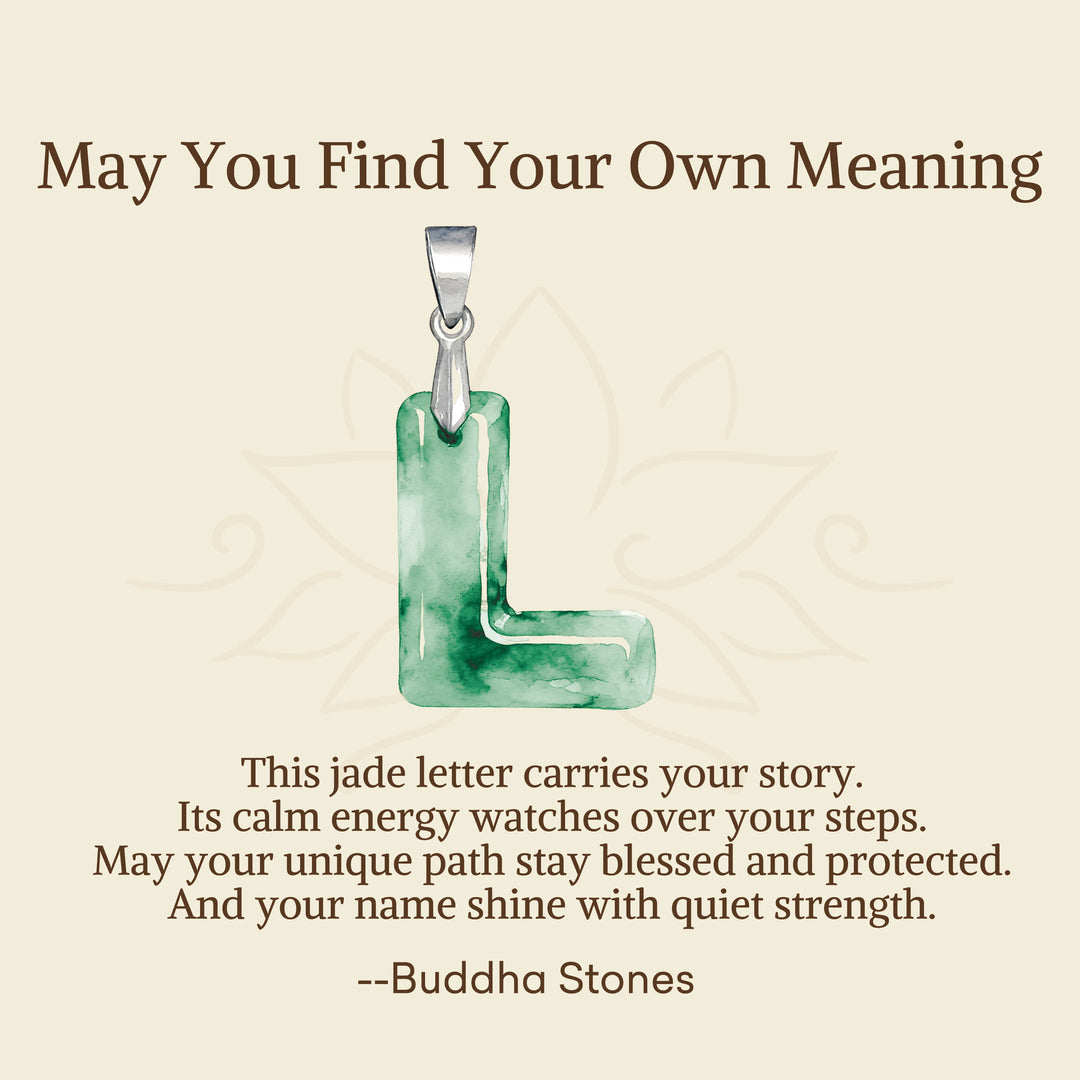 Buddha Stones "May You Find Your Own Meaning" Natural A-Z Letter Jade 925 Sterling Silver Chain Necklace Includes Gift Message Card - image 66