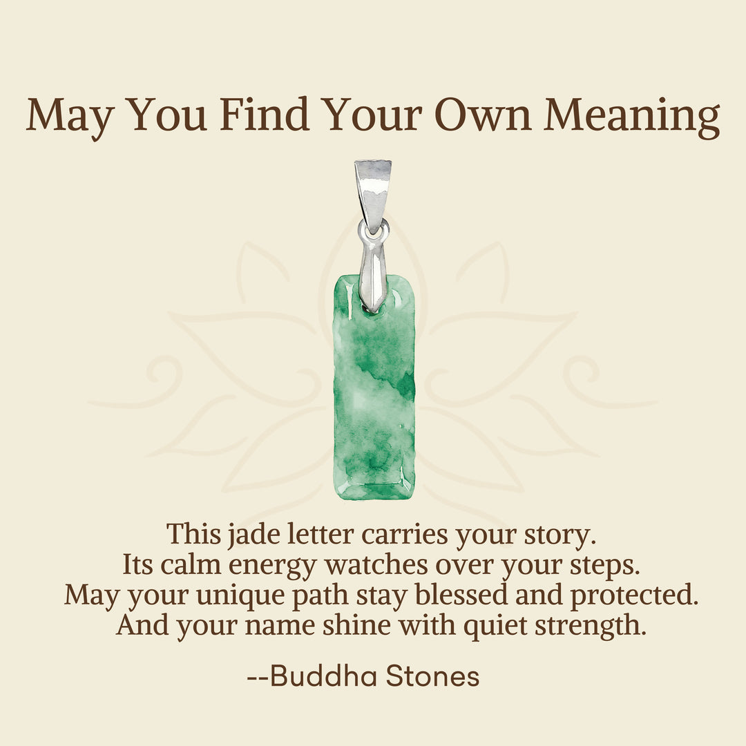 Buddha Stones "May You Find Your Own Meaning" Natural A-Z Letter Jade Titanium Steel Chain Necklace Includes Gift Message Card - image 45