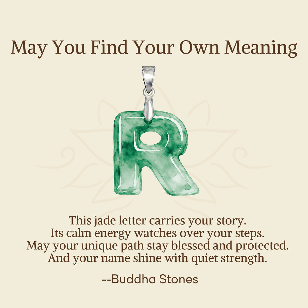 Buddha Stones "May You Find Your Own Meaning" Natural A-Z Letter Jade 925 Sterling Silver Chain Necklace Includes Gift Message Card - image 90