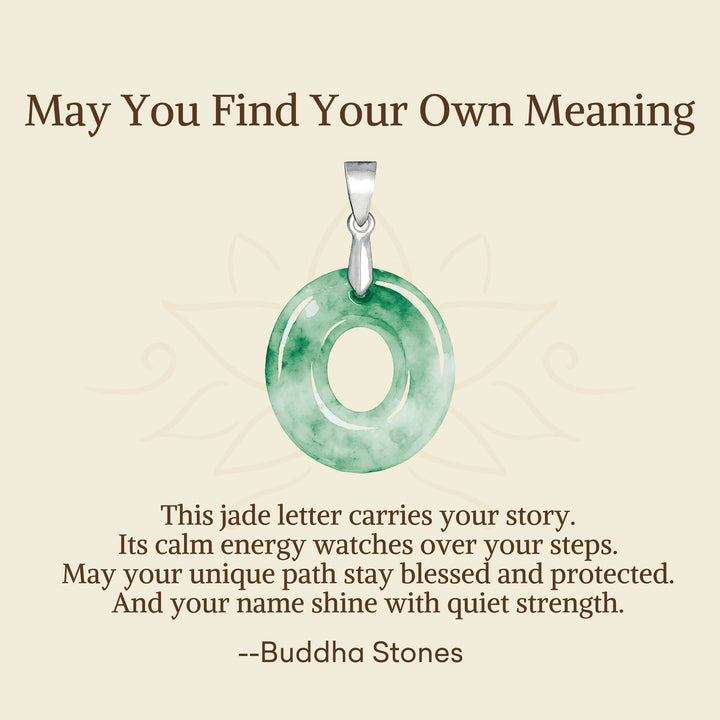 Buddha Stones "May You Find Your Own Meaning" Natural A-Z Letter Jade 925 Sterling Silver Chain Necklace Includes Gift Message Card - image 78