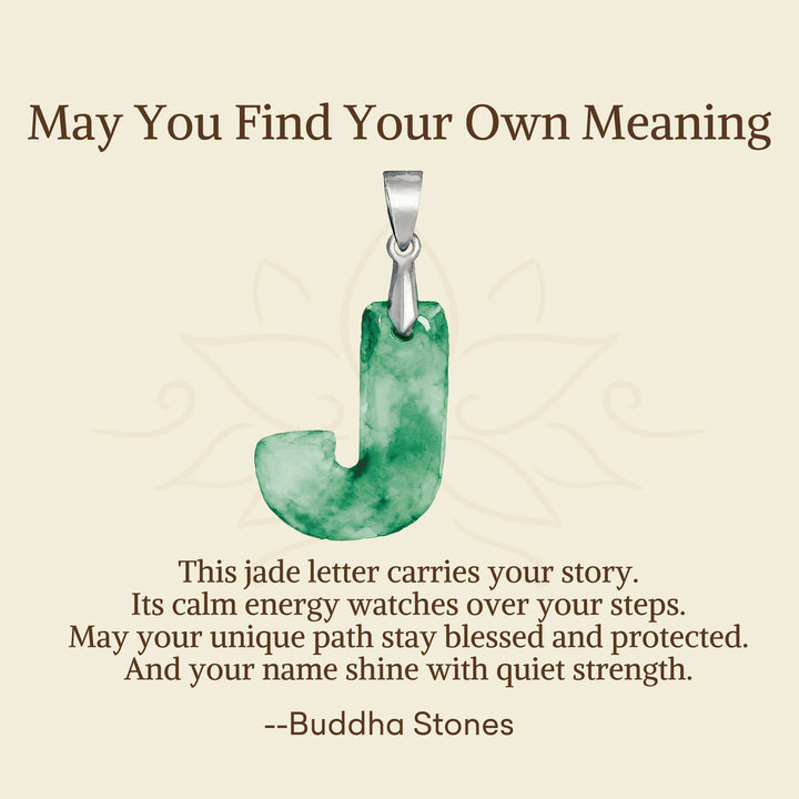 Buddha Stones "May You Find Your Own Meaning" Natural A-Z Letter Jade 925 Sterling Silver Chain Necklace Includes Gift Message Card - image 58