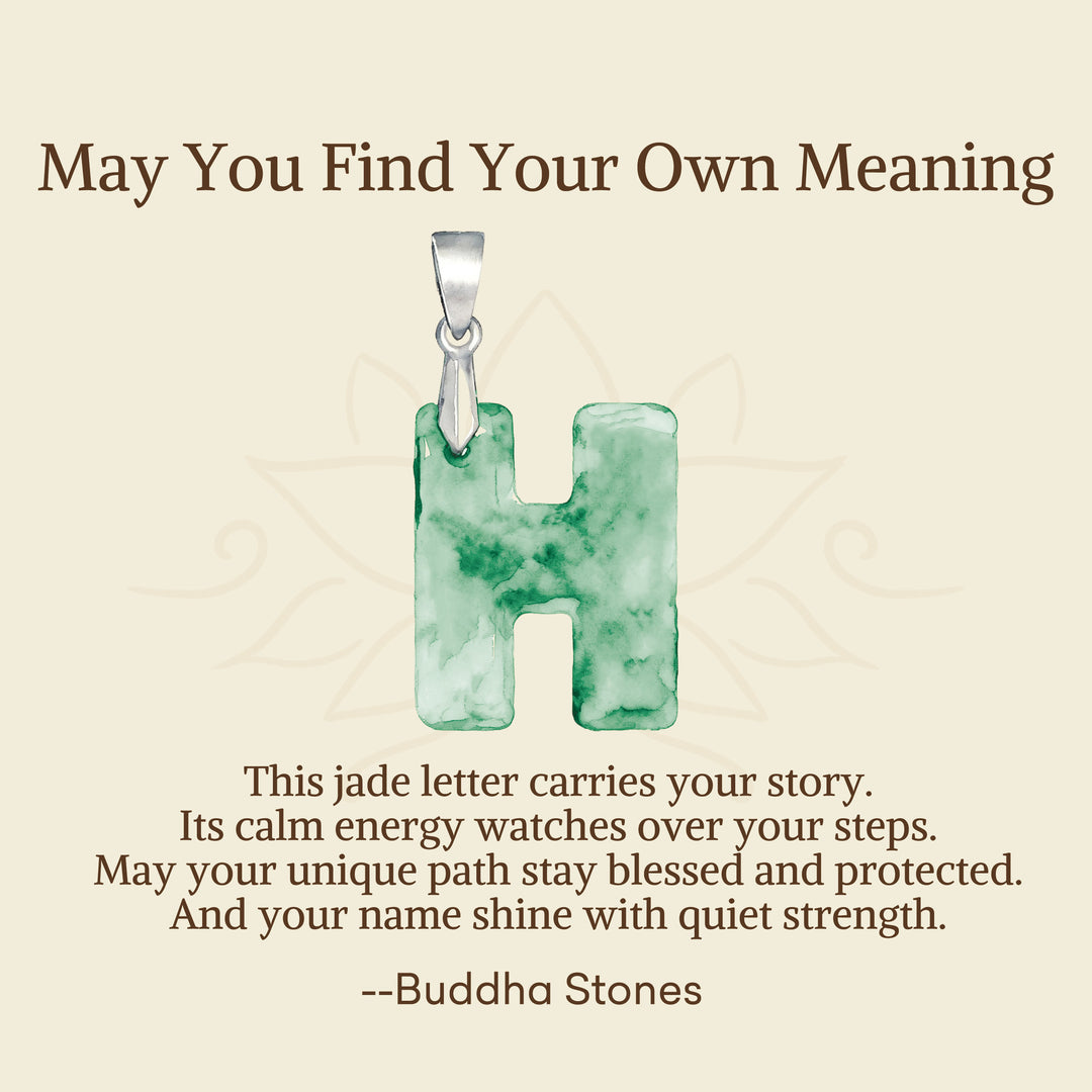 Buddha Stones "May You Find Your Own Meaning" Natural A-Z Letter Jade Titanium Steel Chain Necklace Includes Gift Message Card - image 41