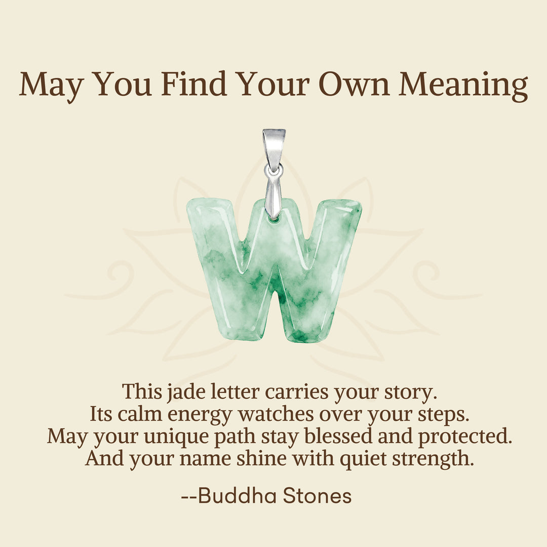 Buddha Stones "May You Find Your Own Meaning" Natural A-Z Letter Jade 925 Sterling Silver Chain Necklace Includes Gift Message Card - image 110