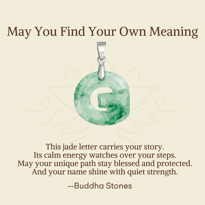 Buddha Stones "May You Find Your Own Meaning" Natural A-Z Letter Jade 925 Sterling Silver Chain Necklace Includes Gift Message Card - image 46