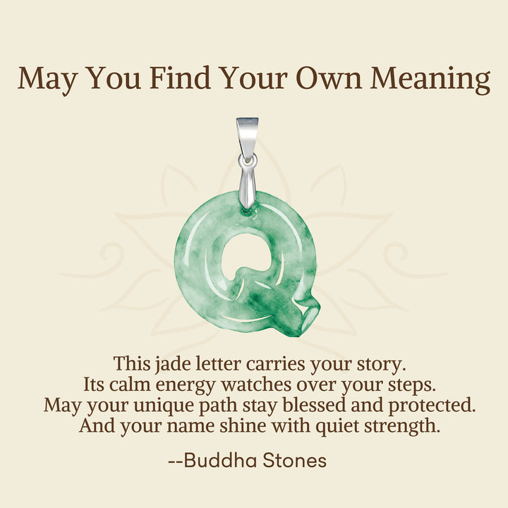 Buddha Stones "May You Find Your Own Meaning" Natural A-Z Letter Jade Titanium Steel Chain Necklace Includes Gift Message Card - image 77