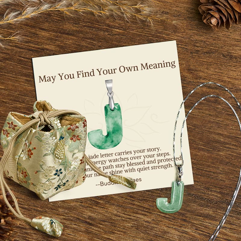 Buddha Stones "May You Find Your Own Meaning" Natural A-Z Letter Jade 925 Sterling Silver Chain Necklace Includes Gift Message Card - J - Titanium Steel Chain&Silver Chain(One Pendant) - Deluxe Gift Bag (+$9.59) - image 59