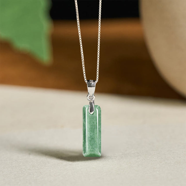 Buddha Stones Natural A-Z Letter Jade 925 Sterling Silver Silm Chain Prosperity Necklace Pendant - I - image 32