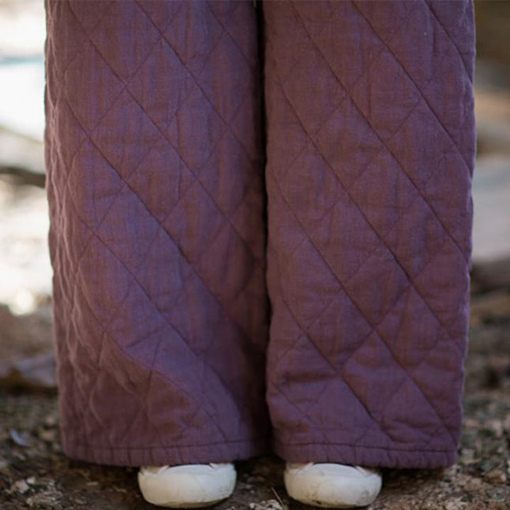 Buddha Stones Solid Color Thick Cotton Women's Wide Leg Pants With Pockets - image 12