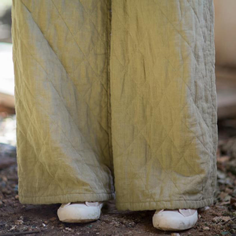 Buddha Stones Solid Color Thick Cotton Women's Wide Leg Pants With Pockets - image 17