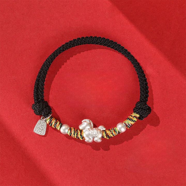 Buddha Stones 999 Sterling Silver Year Of The Horse Freedom Manually Made String Bracelet - Black Rope(Wrist Circumference: 14-21cm) - image 16