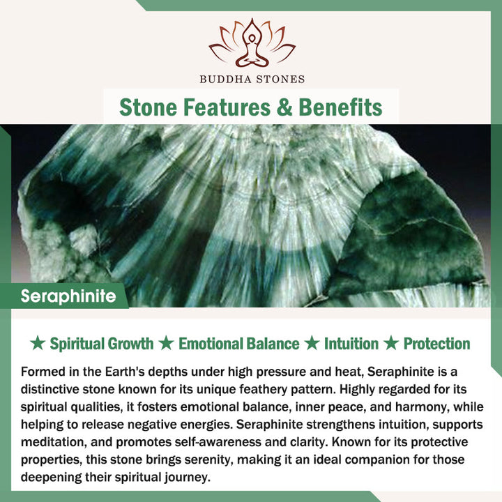 Buddha Stones Natural Seraphinite Round Emotional Balance Beaded Bracelet - image 7