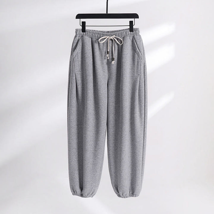 Buddha Stones Fall Winter Solid Drawstring Regular Fleece-Lined Elastic Waist Men's Cotton Harem Pants With Pockets - LightGrey(Regular Version) - US/UK/AU54，EU64 (9XL) - image 10