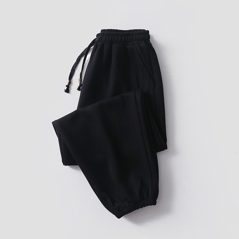 Buddha Stones Fall Winter Solid Drawstring Regular Fleece-Lined Elastic Waist Men's Cotton Harem Pants With Pockets - Black(Fleece Lined Version) - US/UK/AU54，EU64 (9XL) - image 12