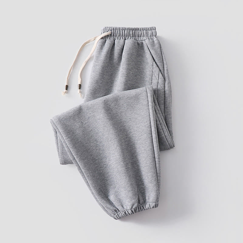 Buddha Stones Fall Winter Solid Drawstring Regular Fleece-Lined Elastic Waist Men's Cotton Harem Pants With Pockets - LightGrey(Fleece Lined Version) - US/UK/AU54，EU64 (9XL) - image 17