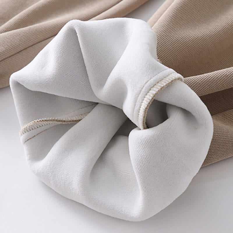 Buddha Stones Fall Winter Solid Drawstring Regular Fleece-Lined Elastic Waist Men's Cotton Harem Pants With Pockets - image 15