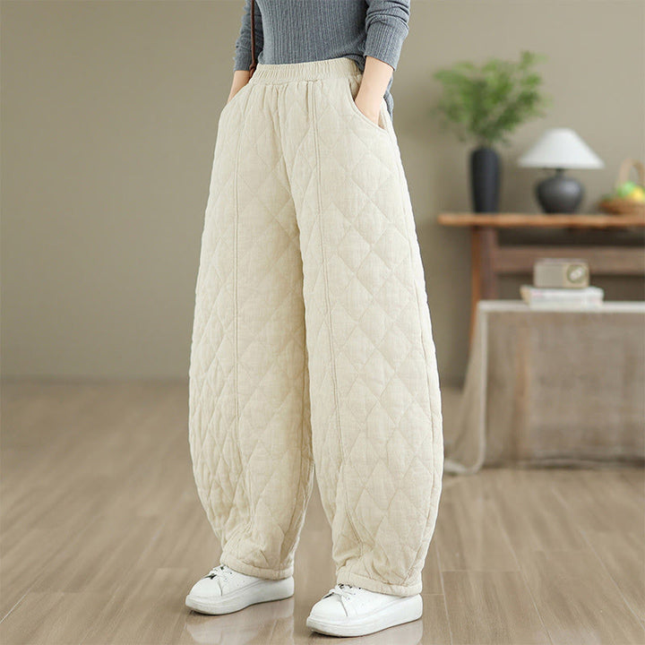 Buddha Stones Winter Diamond Pattern Cotton Women's Pants With Pockets - image 11