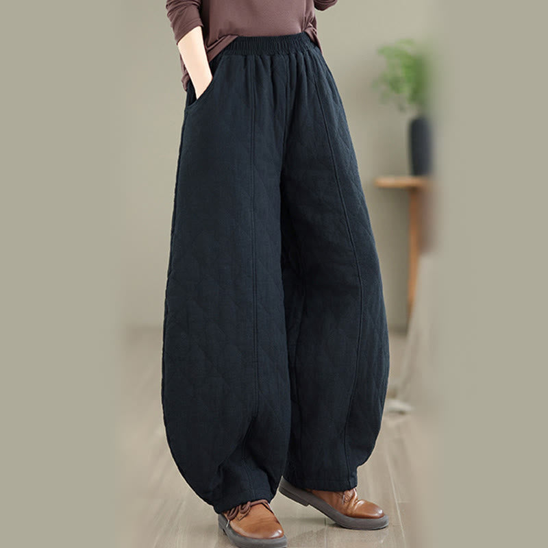 Buddha Stones Winter Diamond Pattern Cotton Women's Pants With Pockets - image 16