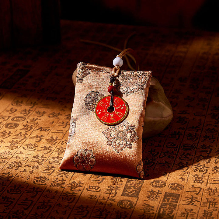 Buddha Stones Mountain Ghosts Spend Money Jacquard Embroidery Sachet Blessing Hanging Decoration - YELLOW - image 1