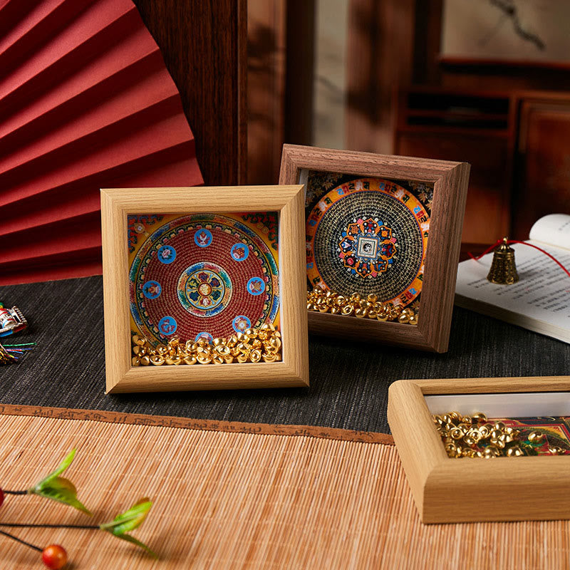 Buddha Stones Tibetan Om Mani Padme Hum Golden Ingot Thangka Photo Frame Ornament Home Decor - image 10