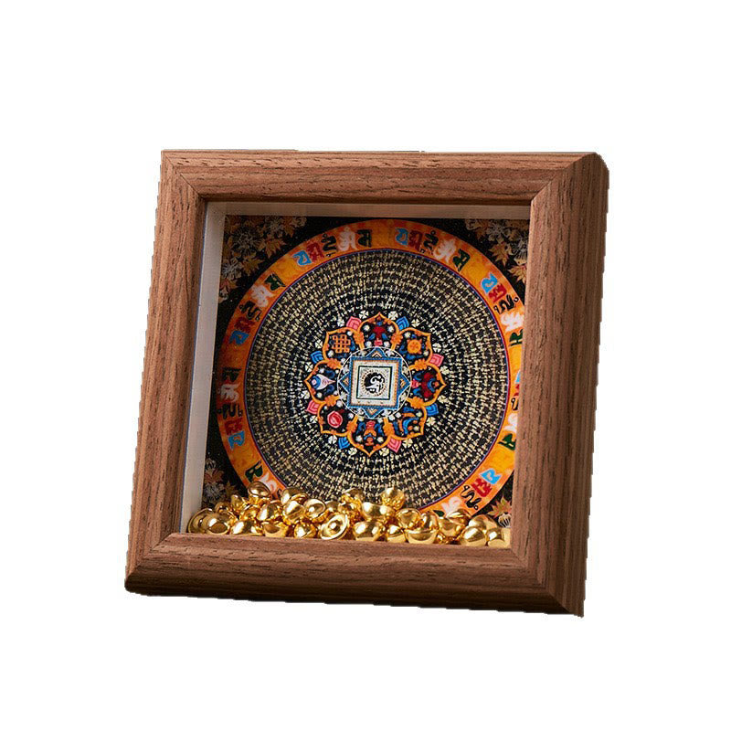Buddha Stones Tibetan Om Mani Padme Hum Golden Ingot Thangka Photo Frame Ornament Home Decor - image 8