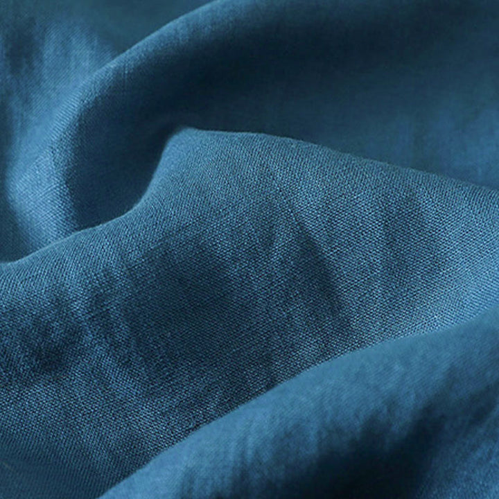 Buddha Stones Fall Solid Color Frog-Button Stand Collar Three Quarter Sleeve Mid-length Women's Cotton Shirt - image 16