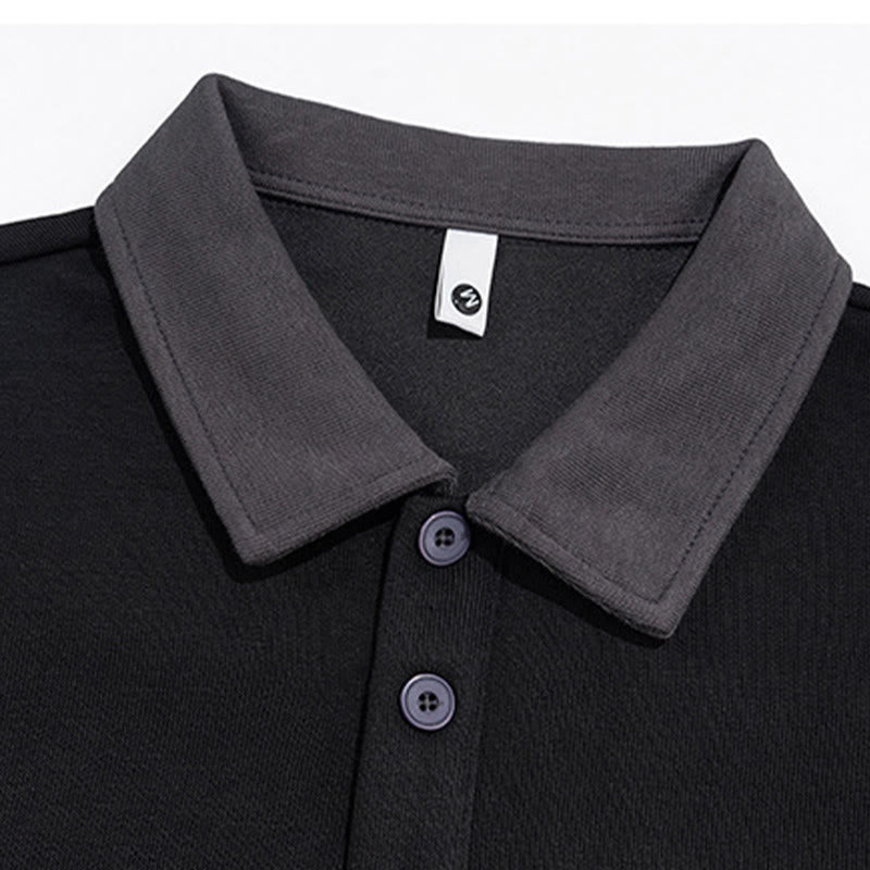 Buddha Stones Fall Polo Collar Button Men's Sweatshirt Cotton Pullover - image 7