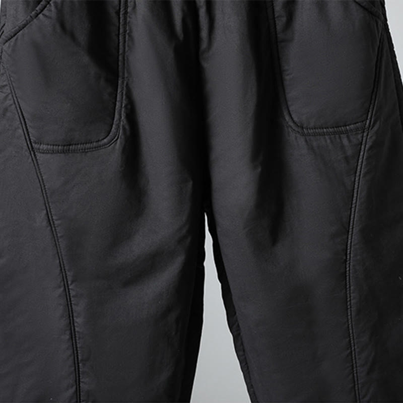 Buddha Stones Winter Elastic Waist Cotton Thermal Women's Cropped 7-8 Length Harem Pants With Pockets - image 22