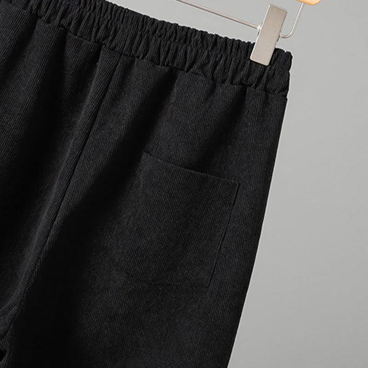 Buddha Stones Plain Elastic Waist Patchwork Plaid Women's Ankle-Length Wide Leg Corduroy Pants - image 14