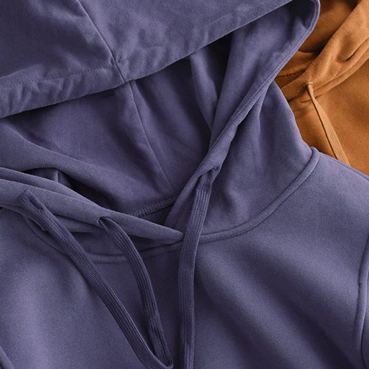 Buddha Stones Winter Solid Color Fleece-lined Cotton Long Sleeve Women's Hoodie With Pockets - image 10