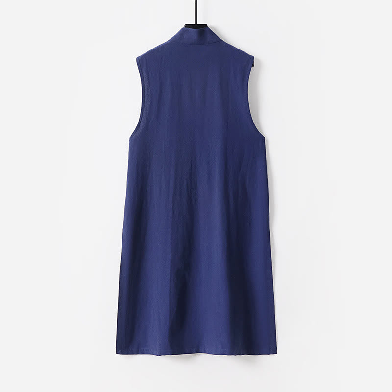 Buddha Stones 2Pcs Wudang Tai Chi Ceremony Solid Long Sleeve Men's Taoist Long Robe Kimono Sleeveless Vest Suit - image 5