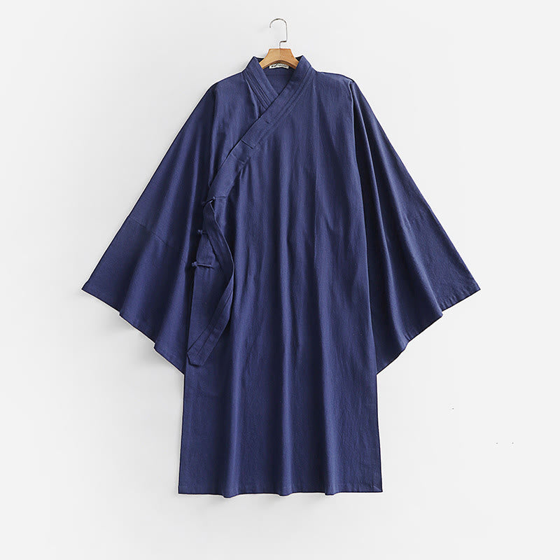 Buddha Stones Wudang Traditional Tai Chi Ceremony Long Wide Sleeve Men's Taoist Long Robe - SteelBlue - US/UK/AU54，EU64 (9XL) - image 12