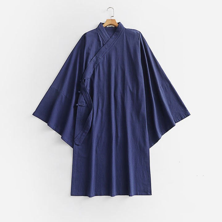 Buddha Stones Wudang Traditional Tai Chi Ceremony Long Wide Sleeve Men's Taoist Long Robe - SteelBlue - US/UK/AU54，EU64 (9XL) - image 12